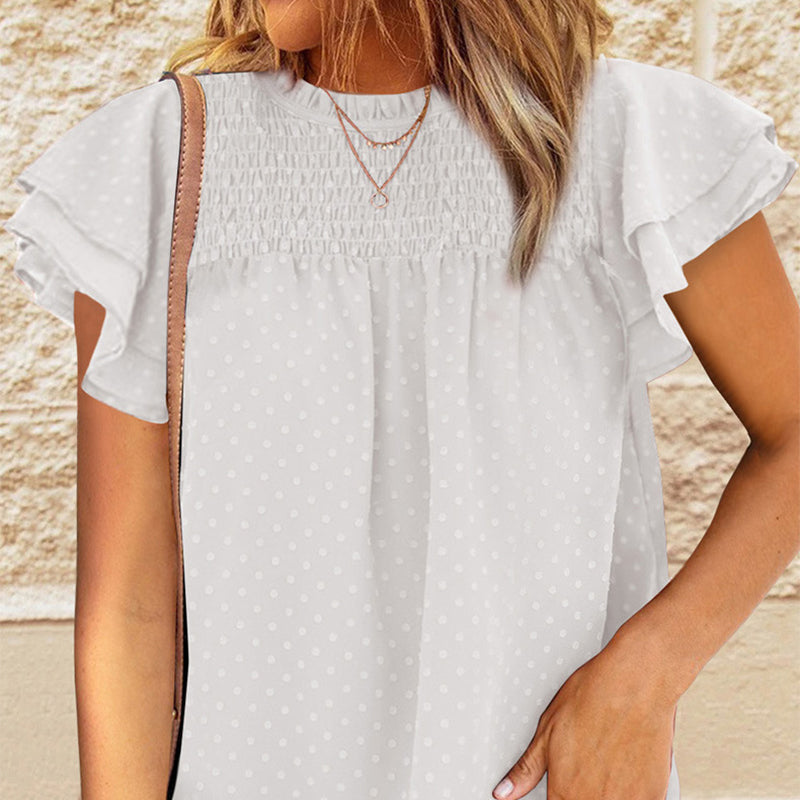 Elegantes, lockeres, gepunktetes Damen-Top