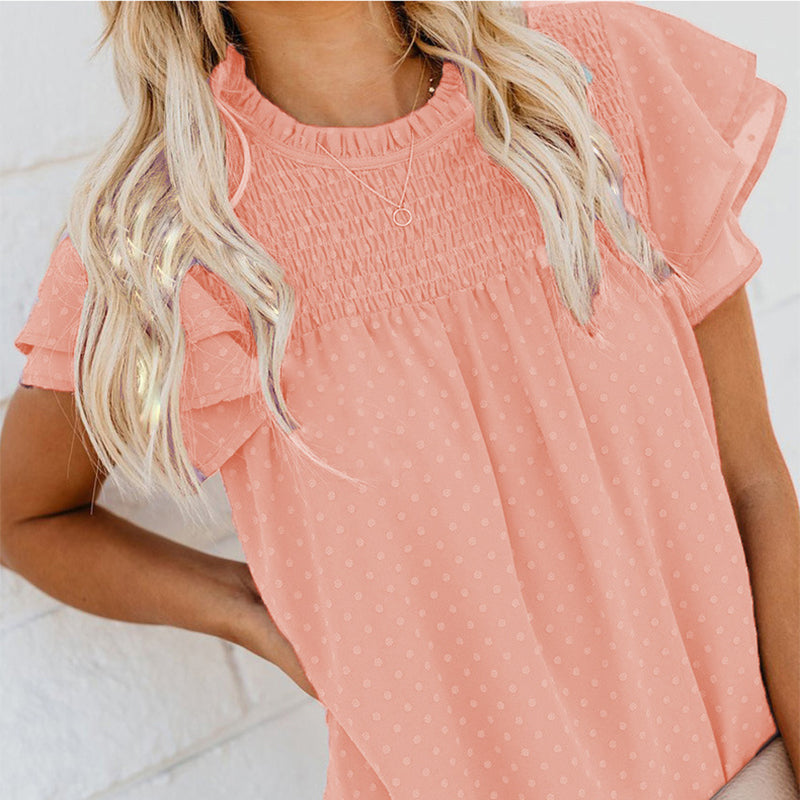 Elegantes, lockeres, gepunktetes Damen-Top