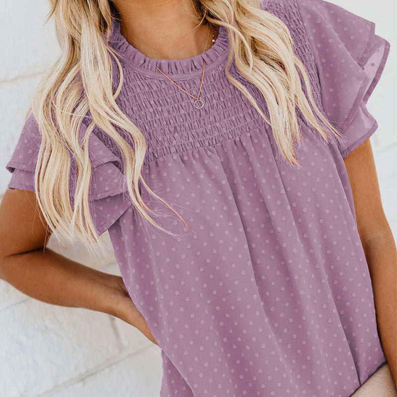 Elegantes, lockeres, gepunktetes Damen-Top