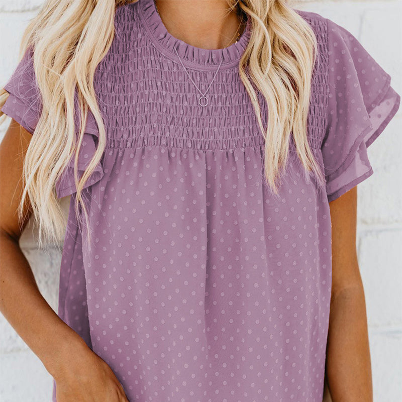 Elegantes, lockeres, gepunktetes Damen-Top