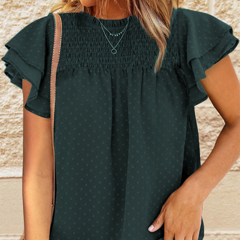 Elegantes, lockeres, gepunktetes Damen-Top