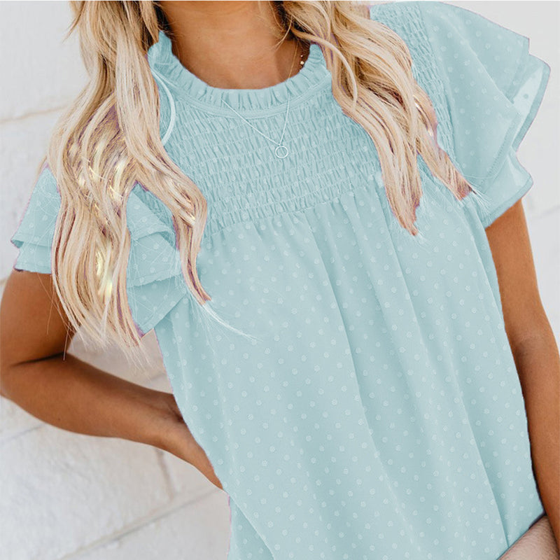 Elegantes, lockeres, gepunktetes Damen-Top