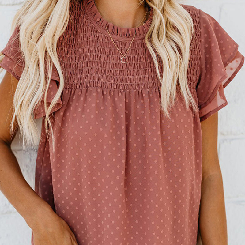 Elegantes, lockeres, gepunktetes Damen-Top
