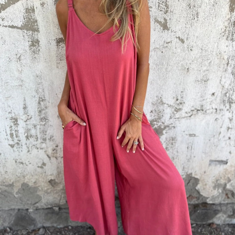 🔥👗Modischer, lockerer Overall aus Leinen-Baumwolle