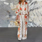 Stilvoller Damen-Zweiteiler mit Blumenmuster: Bluse & Hose