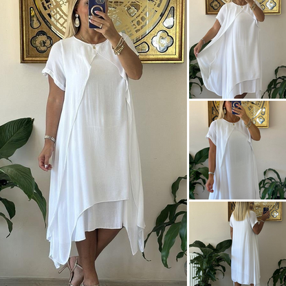 Elegantes Damenkleid mit Rundhalsausschnitt in Weiß