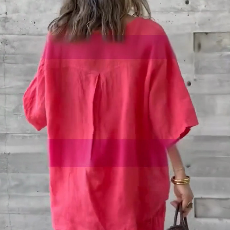 Zweiteiler in lockerer Passform: Bluse mit 3/4-Ärmeln & Hose mit weitem Bein