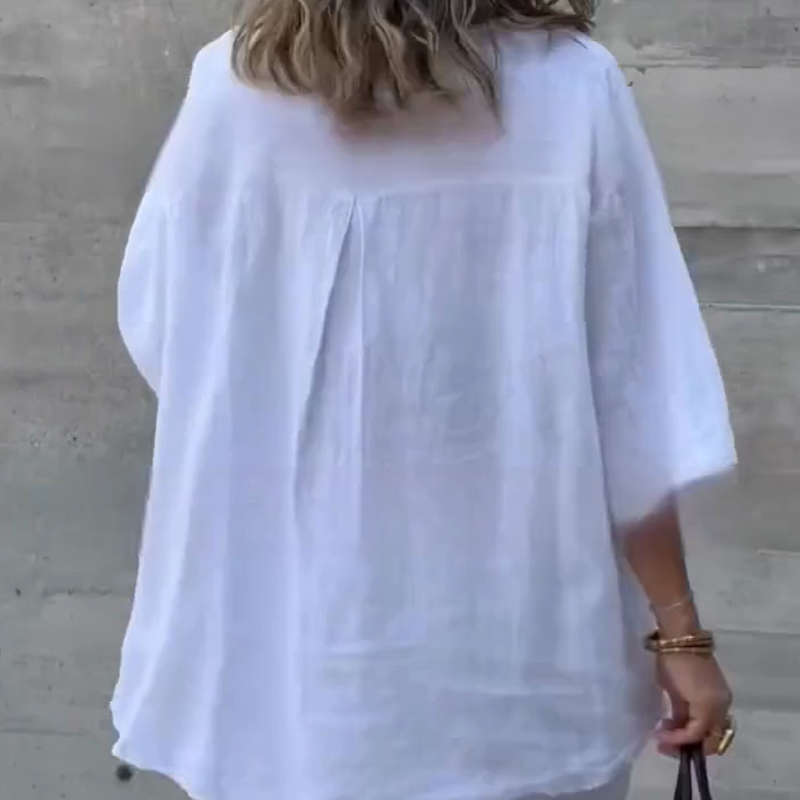 Zweiteiler in lockerer Passform: Bluse mit 3/4-Ärmeln & Hose mit weitem Bein