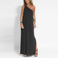 Elegantes One-Shoulder-Slit-Knöchellanges Kleid