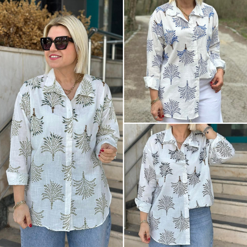 Lässiges Hemd mit botanischem Print für Frauen