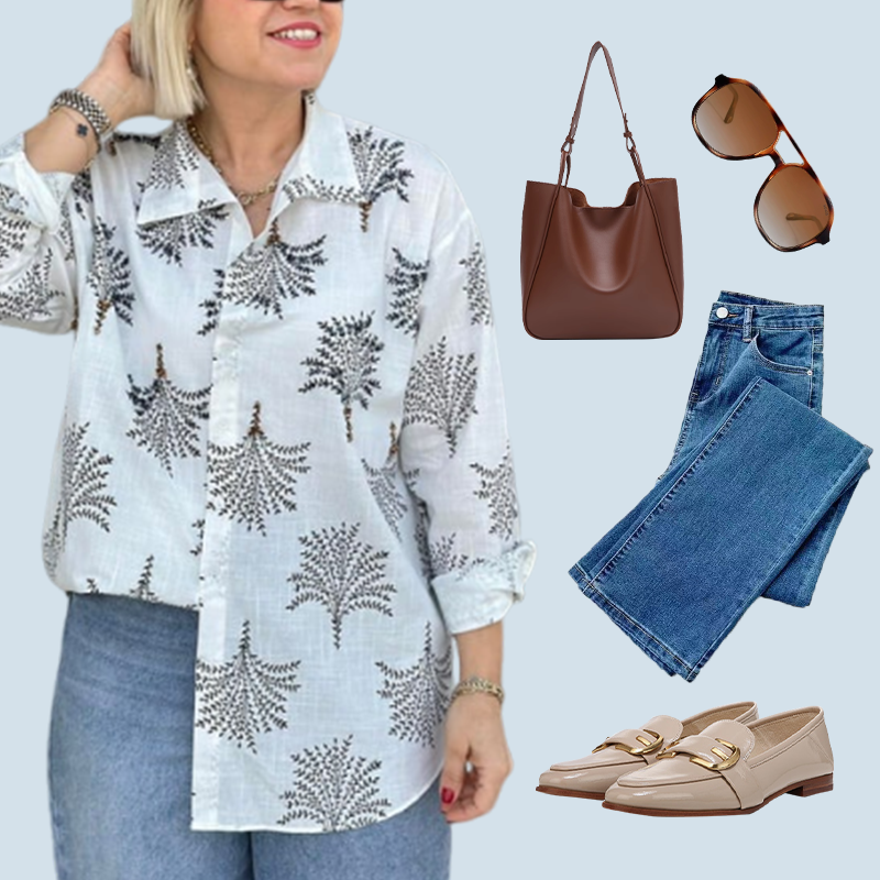 Lässiges Hemd mit botanischem Print für Frauen