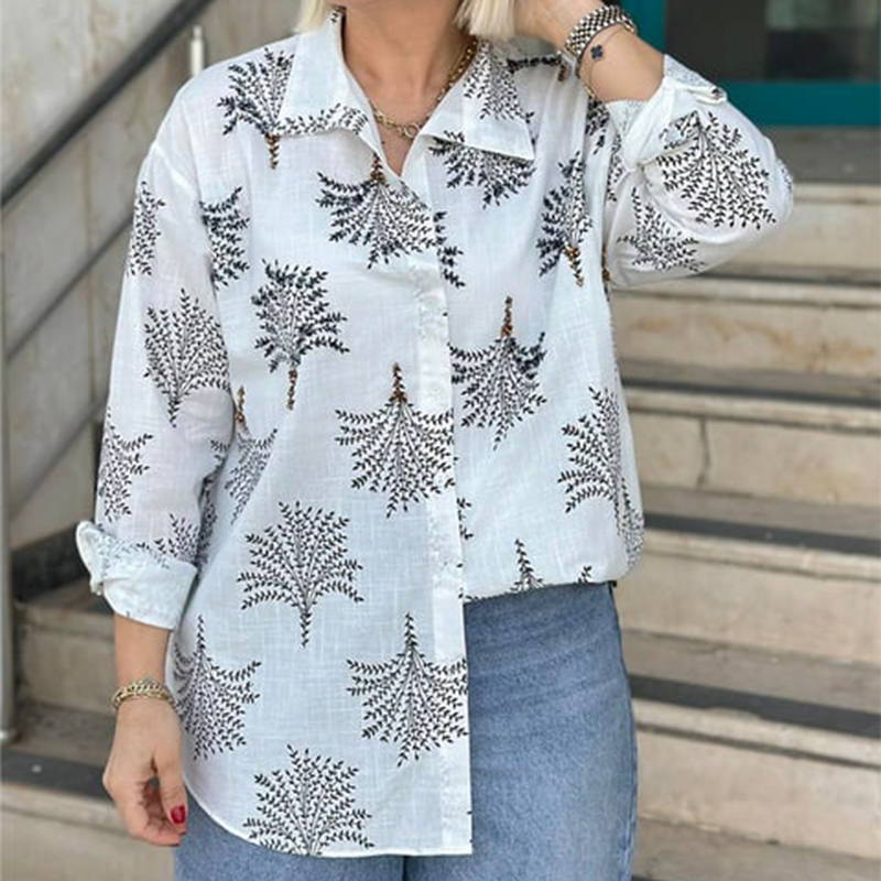 Lässiges Hemd mit botanischem Print für Frauen