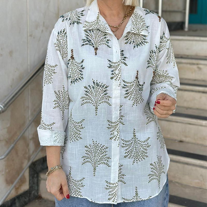 Lässiges Hemd mit botanischem Print für Frauen