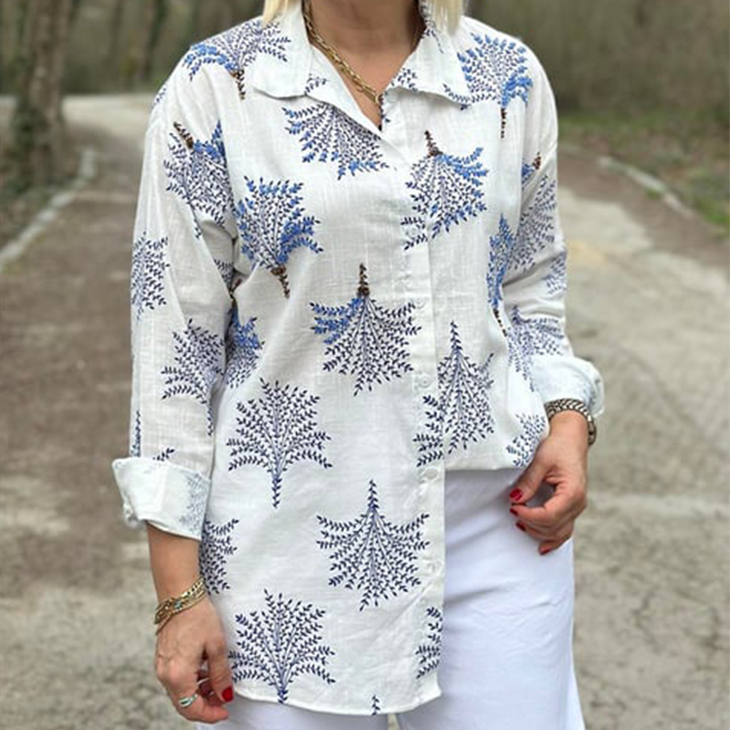 Lässiges Hemd mit botanischem Print für Frauen