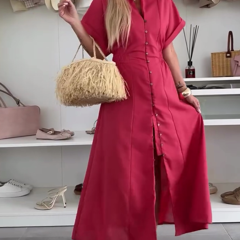 Lässiges Maxikleid in Uni-Farbe für Frauen