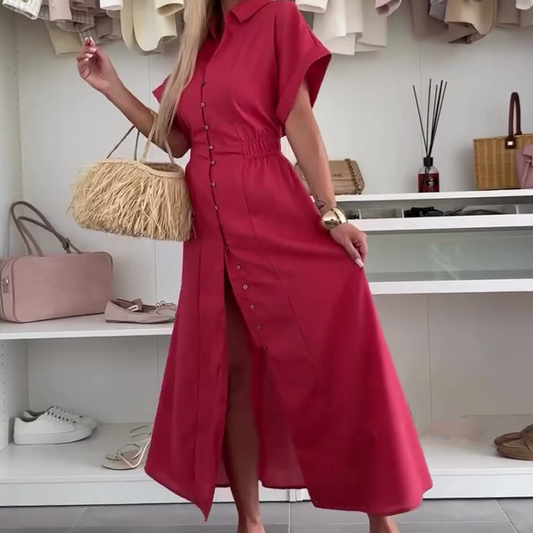 Lässiges Maxikleid in Uni-Farbe für Frauen