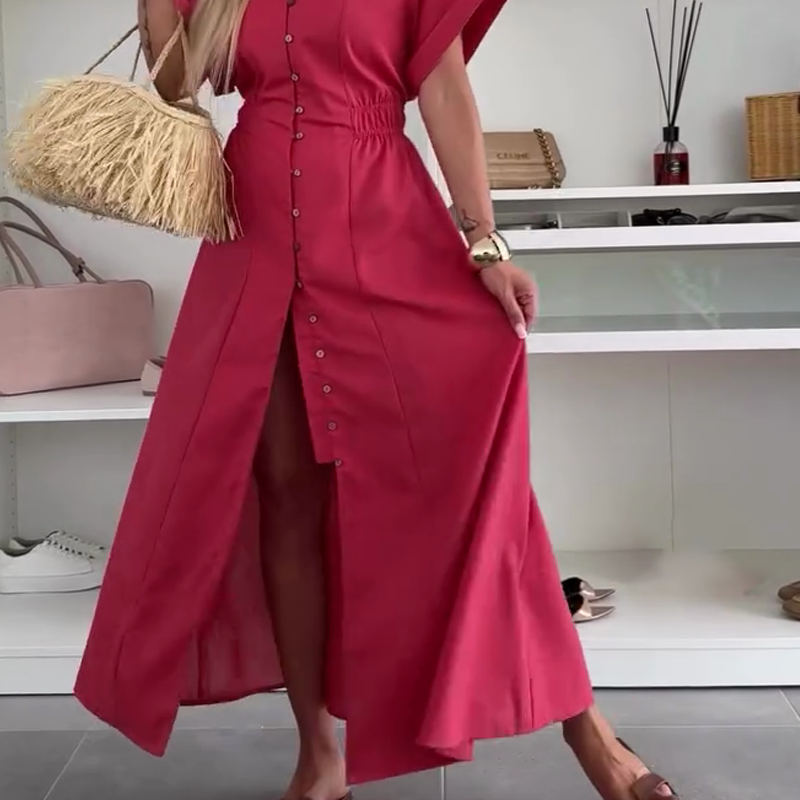 Lässiges Maxikleid in Uni-Farbe für Frauen