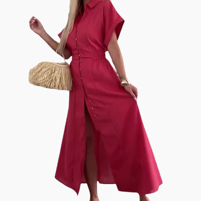 Lässiges Maxikleid in Uni-Farbe für Frauen