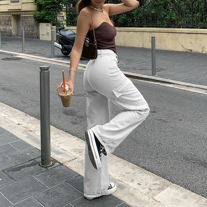 Lässige, lockere Hose mit hoher Taille für Damen