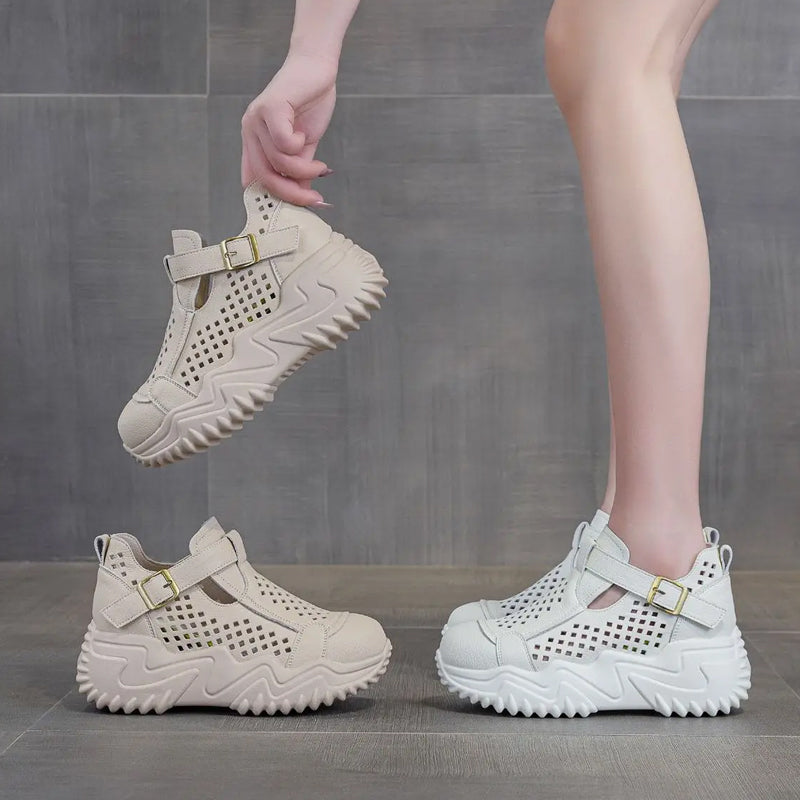 Damen Sommer atmungsaktive Dick-Sold Hollow Out Schuhe