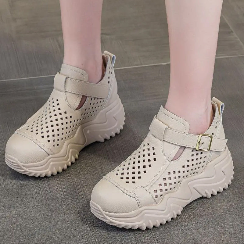 Damen Sommer atmungsaktive Dick-Sold Hollow Out Schuhe