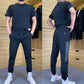 Herren High Stretch Kurzarm-Top & Jogginghose 2er-Set