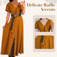 Asymmetrisches Kleid mit V-Ausschnitt und Rüschen für Damen