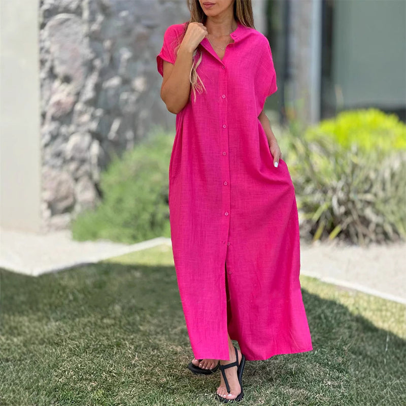 ❤️Lässiges Hemdblusenkleid mit Knopfleiste und Seitenschlitz für Damen