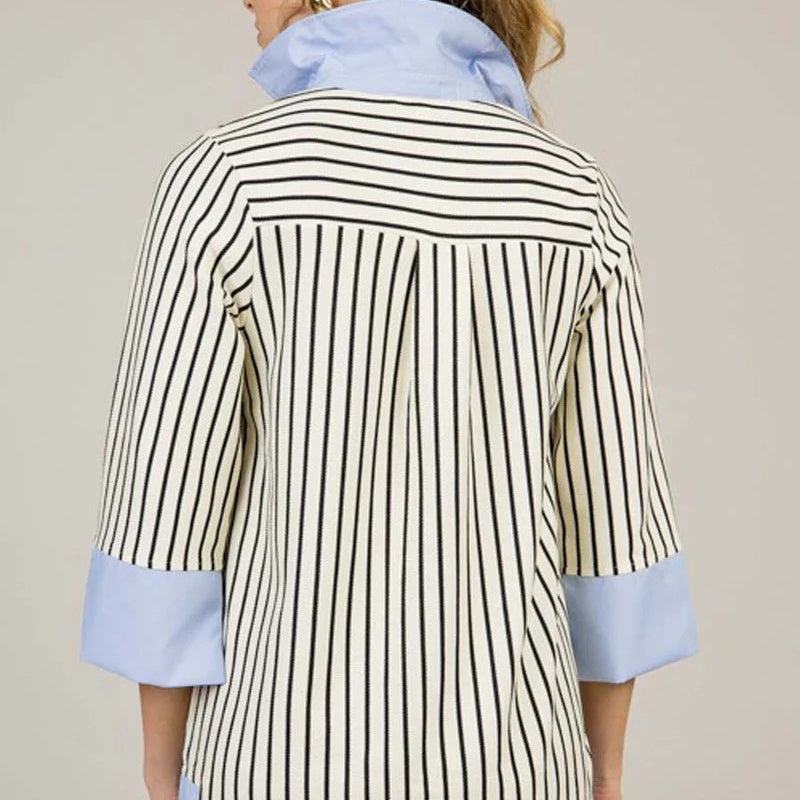 Elegante, lockere Patchwork-Kleider mit V-Ausschnitt für Damen