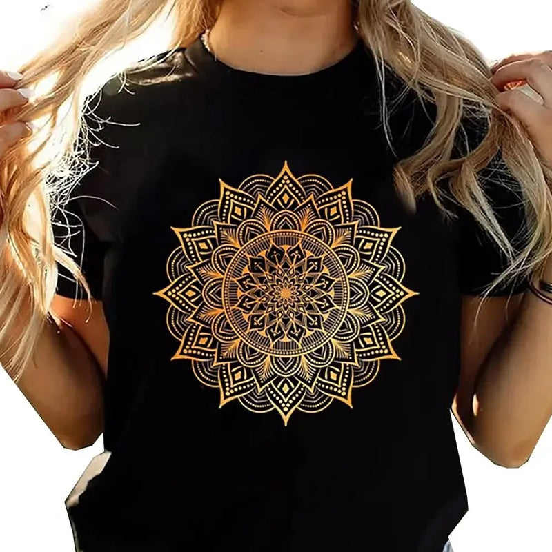 Bedrucktes Kurzarm-T-Shirt mit Rundhalsausschnitt für Damen