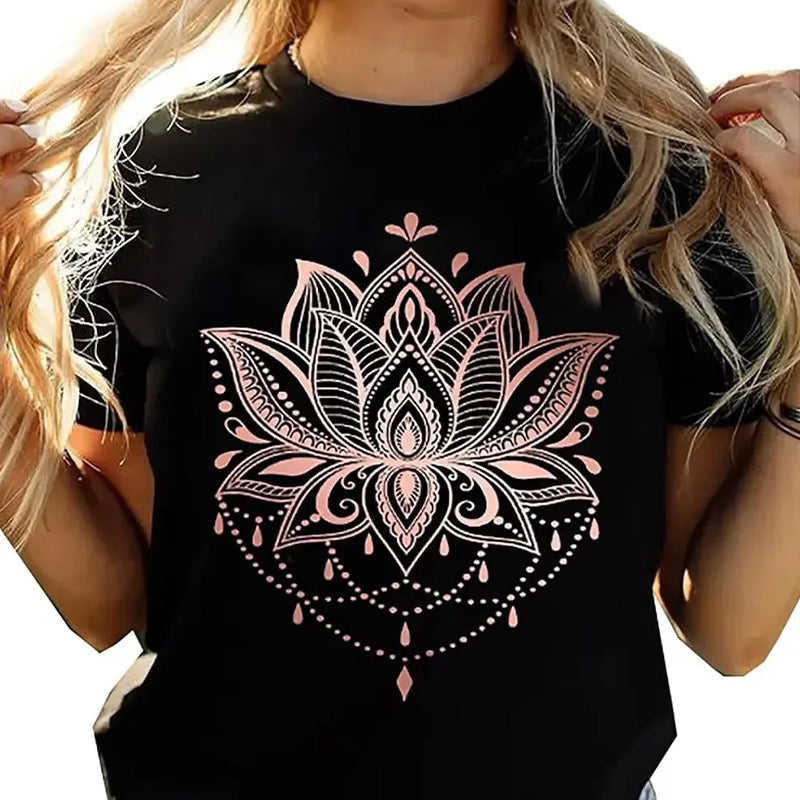 Bedrucktes Kurzarm-T-Shirt mit Rundhalsausschnitt für Damen