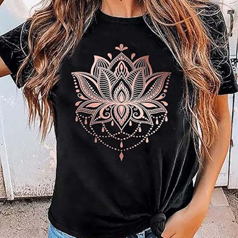 Bedrucktes Kurzarm-T-Shirt mit Rundhalsausschnitt für Damen