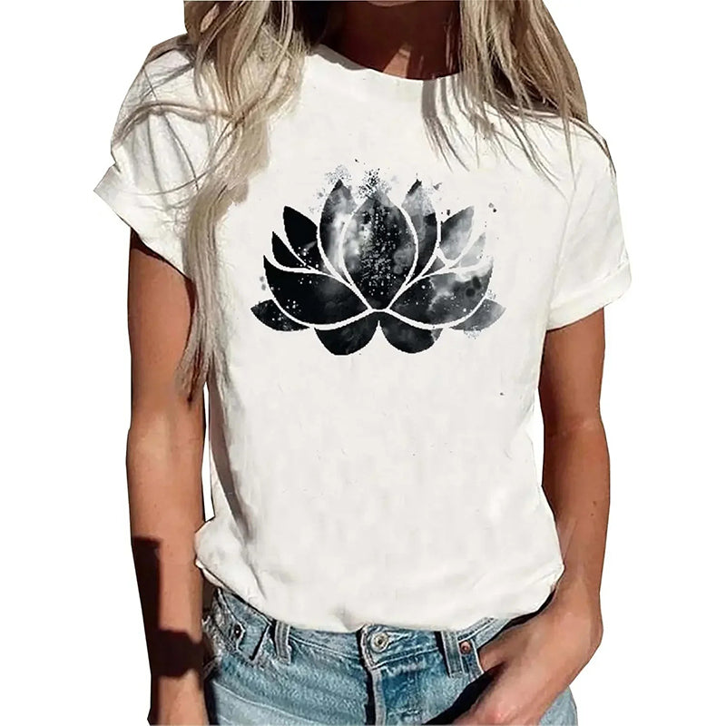 Bedrucktes Kurzarm-T-Shirt mit Rundhalsausschnitt für Damen