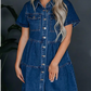 ❤️Lässiges, knielanges Jeanshemdkleid für Damen