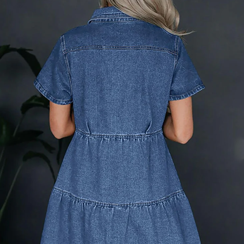 ❤️Lässiges, knielanges Jeanshemdkleid für Damen