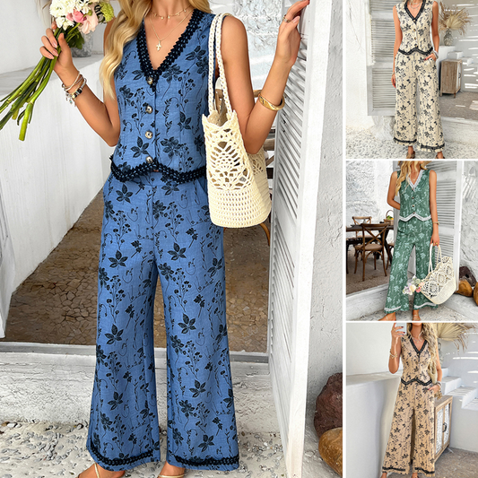 Set aus Trägertop und Hose mit weitem Bein im Boho-Stil