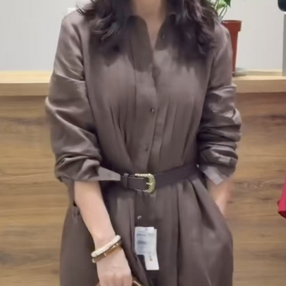 Langärmliges Hemdkleid mit Knopfleiste für Damen