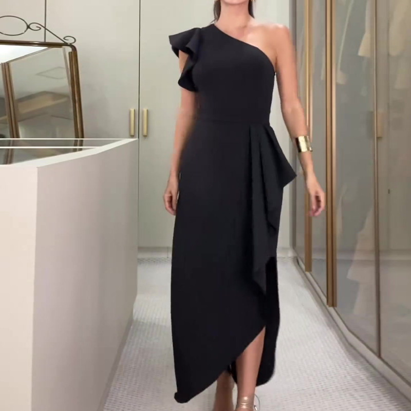 ⏰Begrenzte Zeit zum halben Preis -50% RABATT 🔥Asymmetrisches One-Shoulder-Rüschenkleid mit unregelmäßigem Saum und taillierter Taille