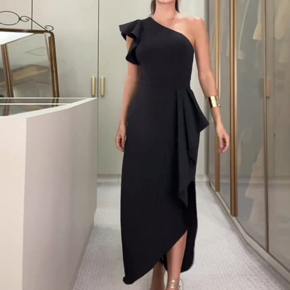 ⏰Begrenzte Zeit zum halben Preis -50% RABATT 🔥Asymmetrisches One-Shoulder-Rüschenkleid mit unregelmäßigem Saum und taillierter Taille