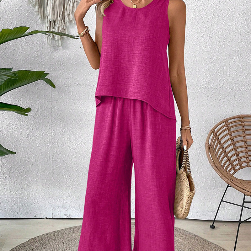 Set aus ärmellosem Oberteil und Hose mit weitem Bein