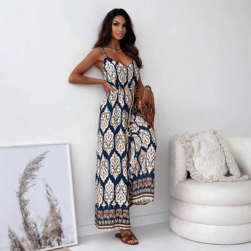 Trendiger rückenfreier Jumpsuit für Damen mit Quastengürtel
