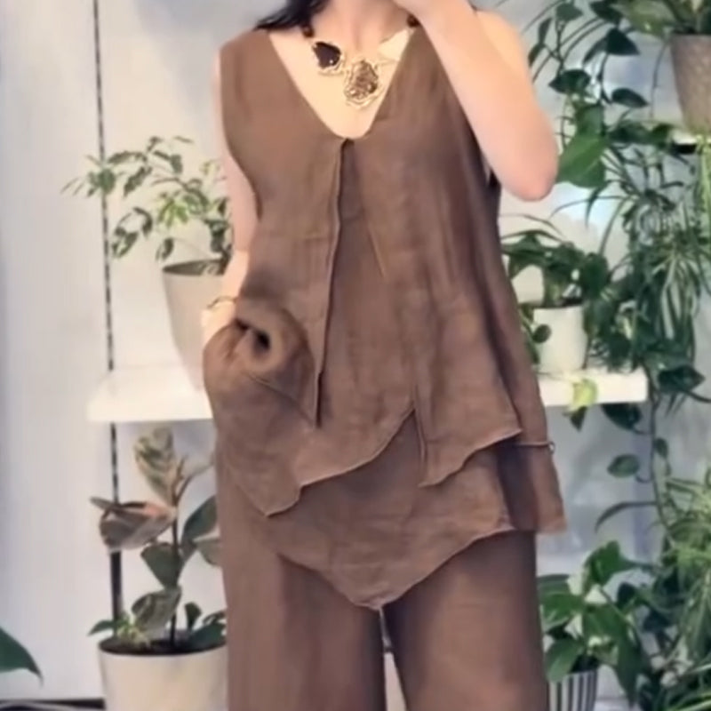 2-teiliges Lounge-Set aus Tanktop und weitem Bein für Damen
