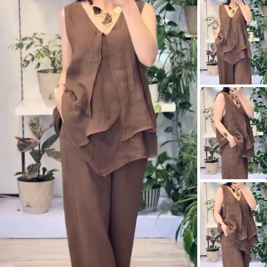 2-teiliges Lounge-Set aus Tanktop und weitem Bein für Damen