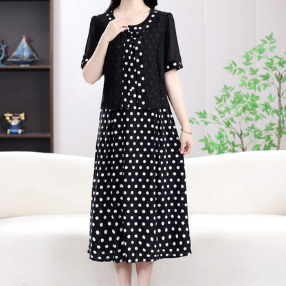 Zweiteiliges Kleid mit Polka Dot Faux für Damen