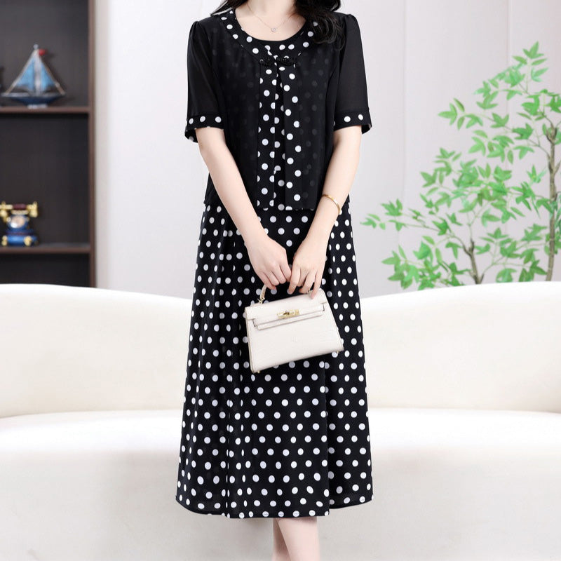 Zweiteiliges Kleid mit Polka Dot Faux für Damen