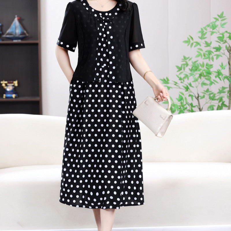 Zweiteiliges Kleid mit Polka Dot Faux für Damen