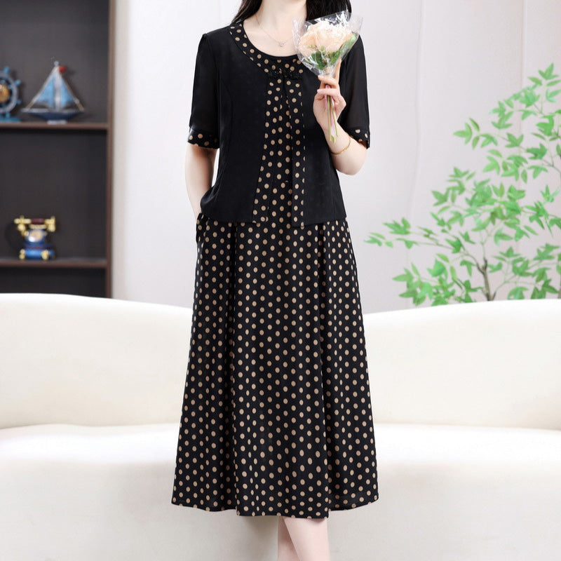 Zweiteiliges Kleid mit Polka Dot Faux für Damen