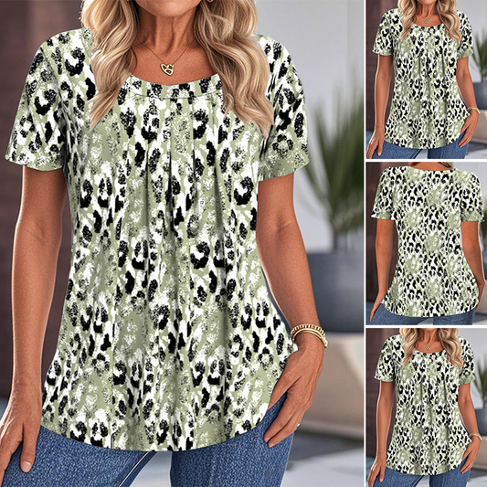 Lässiges Kurzarm-Top für Damen mit Druck und Rundhalsausschnitt