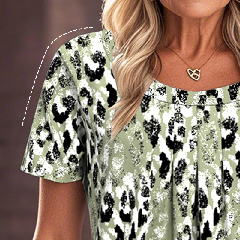 Lässiges Kurzarm-Top für Damen mit Druck und Rundhalsausschnitt