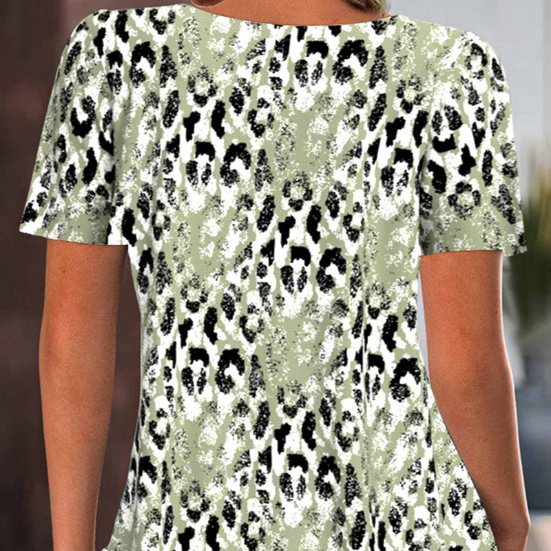 Lässiges Kurzarm-Top für Damen mit Druck und Rundhalsausschnitt